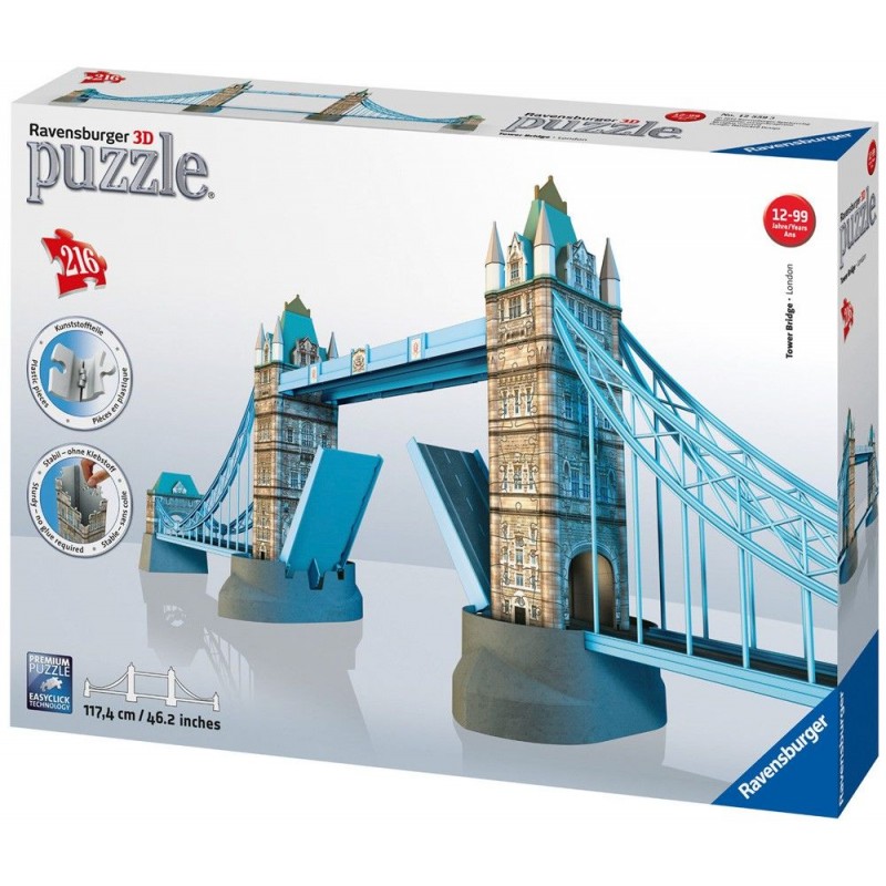 Puzzle 3D Ravensburger Tower Bridge 216 peças kubekings pt