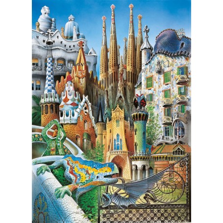 colagem de Puzzle Educa Gaudí (Mini) 1000 peças - Puzzles Educa