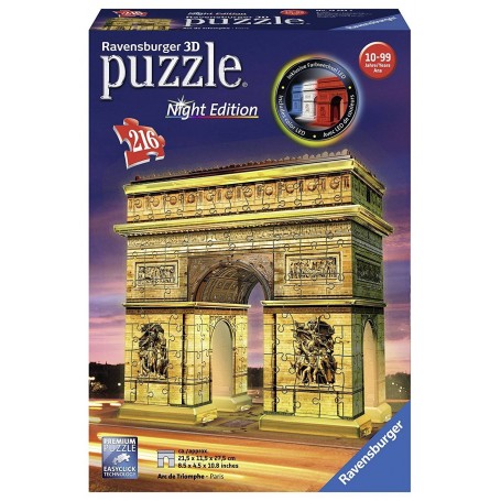 Puzzle 3D Ravensburger Arc de Triomphe Night Edition 216 peças - Ravensburger