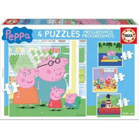 Puzzle Educa Peppa Pig Progressivo 6 + 9 + 12 + 16 Peças Puzzles Educa - 1