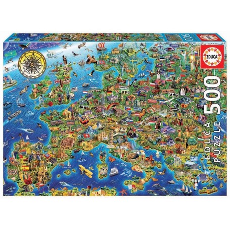 Puzzle Educa mapa de 500 peças da Europa - Puzzles Educa