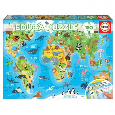Puzzle Educa Mapa Mundial Animal de 150 peças - Puzzles Educa