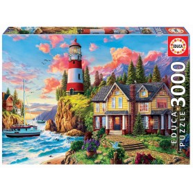 farol de Puzzle Educa perto do oceano de 3000 peças Puzzles Educa - 1