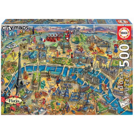 Puzzle Educa mapa de Paris de 500 peças - Puzzles Educa