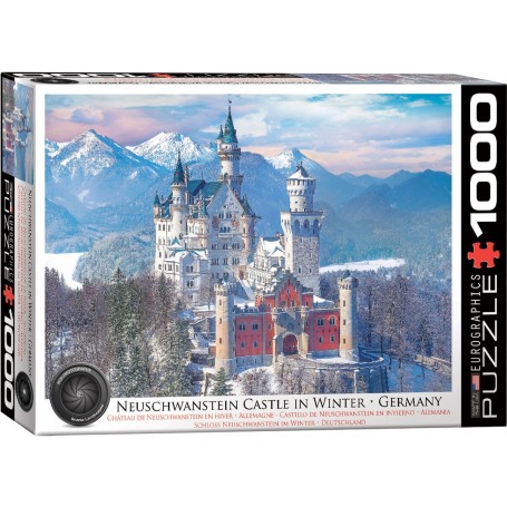 Castelo Puzzle Eurographics Neuschwanstein no Inverno 1000 Peças - Eurographics