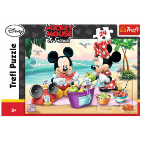 Puzzle Trefl Mickey Mouse Picnic na praia de 24 peças Puzzles Trefl - 1