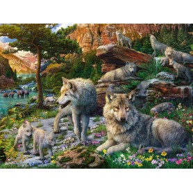 lobos Puzzle Ravensburger na Primavera 1500 Peças Ravensburger - 1