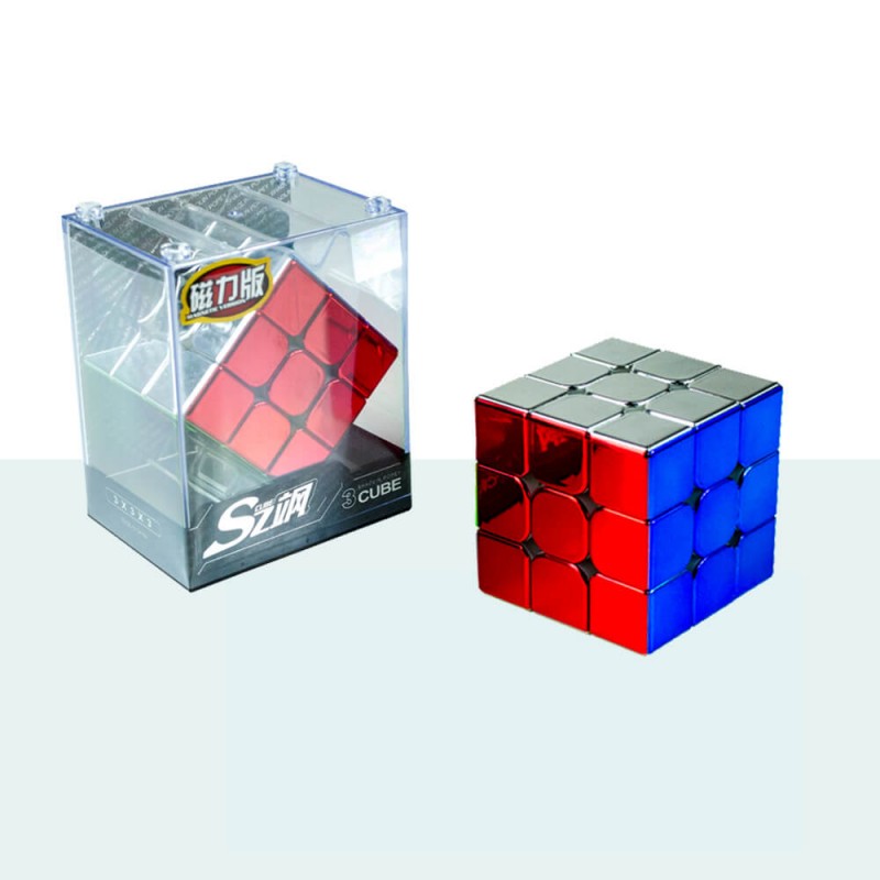 Cubo Mágico 3x3 Magnético Metálico Stickerless Cor Da Estrutura Cromado