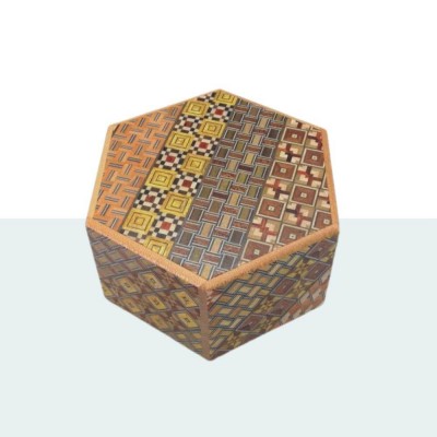 Yosegi Hexagon Caixa Japonesa de 6 Estágios Oka Craft - 1