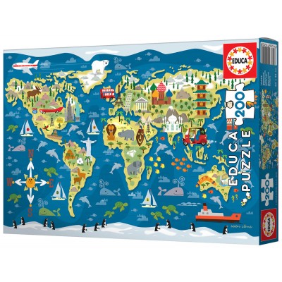 Puzzle Educa Sean Sims Mapa Mundial 200 Peças Puzzles Educa - 1