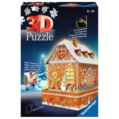 Puzzle 3D Ravensburger Gingerbread House Night Edition 216 Peças Ravensburger - 1