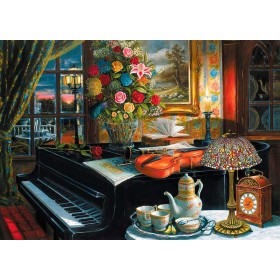 Puzzle Trefl Natureza Morta com Piano Violino e Flores 2000 Peças Puzzles Trefl - 1