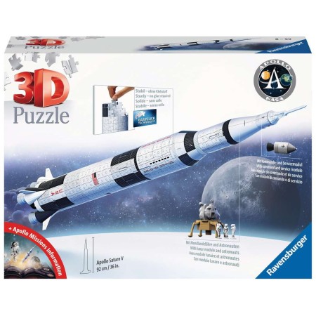 Puzzle 3D Ravensburger Apollo Saturn V Rocket 440 Peças Ravensburger - 1