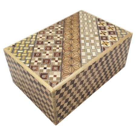 Caixa Puzzle Japonesa Yosegi 5 Sun 10 Passos com Gaveta - Oka Craft