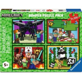 Puzzle Ravensburger Minecraft 4 x 100 Peças Ravensburger - 1