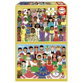 Puzzle Educa Meninas da América e África de 2 x 100 Peças Puzzles Educa - 1