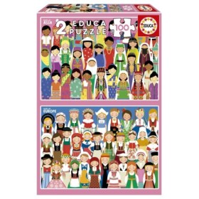 Puzzle Educa Meninas da Europa e Ásia de 2 x 100 Peças Puzzles Educa - 1