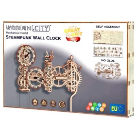 Relógio de Parede Steampunk - Puzzle 3D de Madeira Wooden City Wooden City - 1