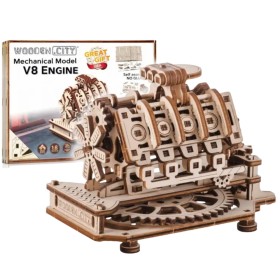 Motor V8 - Maqueta Mecânica 3D em Madeira Wooden City Wooden City - 1