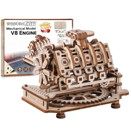 Motor V8 - Maqueta Mecânica 3D em Madeira Wooden City Wooden City - 1