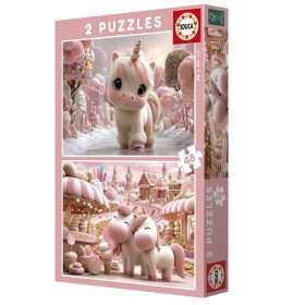 Puzzle Educa Unicórnios Doces de 2 x 48 Peças Puzzles Educa - 1
