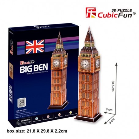 Puzzle 3D Big Ben Cubic Fun 30 Peças - Cubic Fun 3D Puzzle