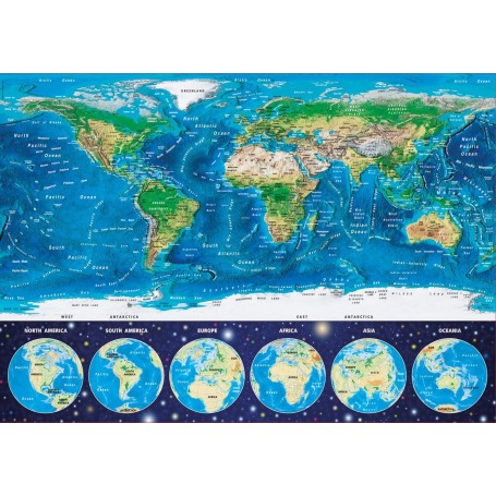mapa do mundo físico de Puzzles Educa neon 1000 peças - Puzzles Educa