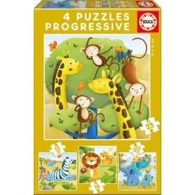 Puzzle Educa Animais Selvagens Progressivos 12-16-20-25 Peças Puzzles Educa - 1
