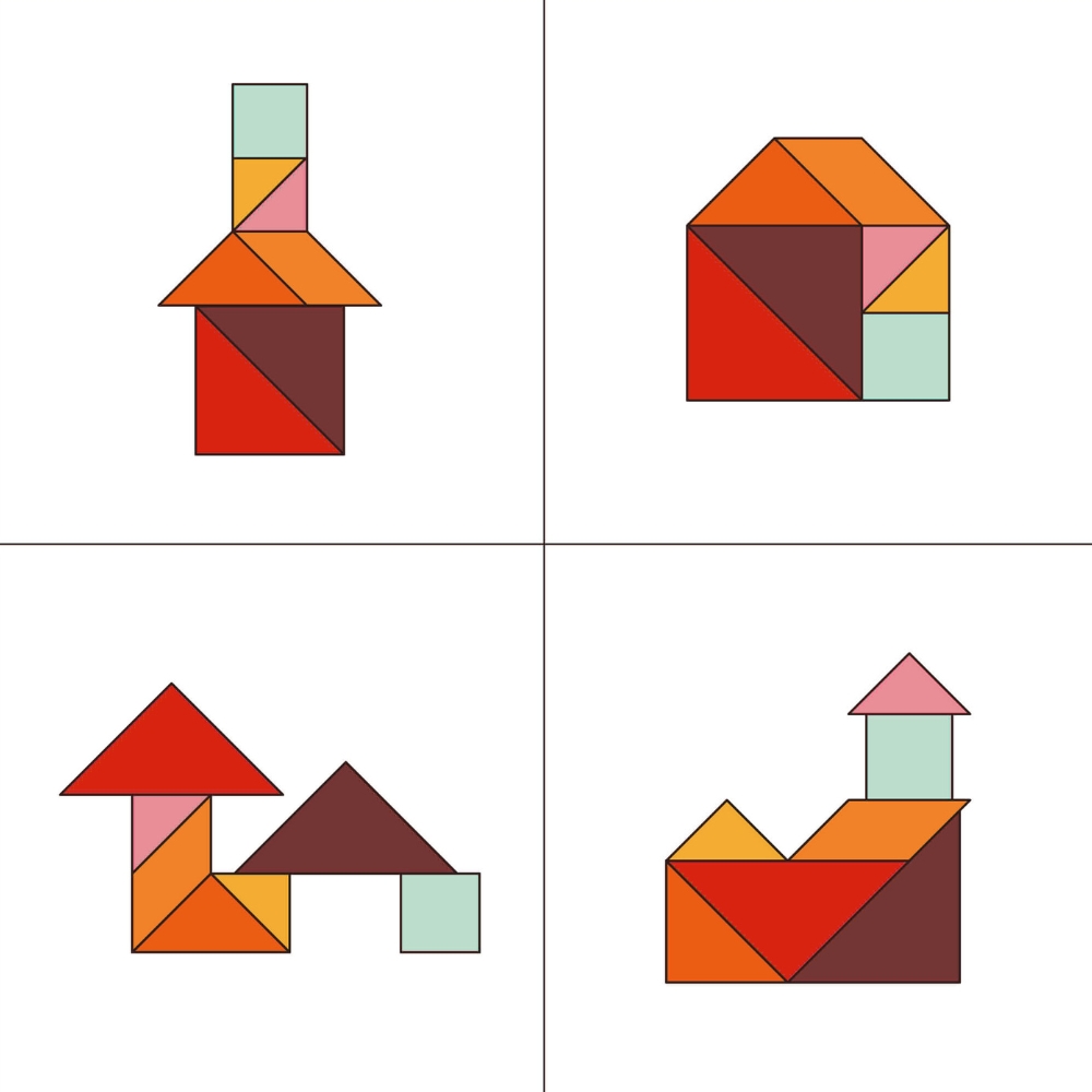 Tangram figuras de casas simples