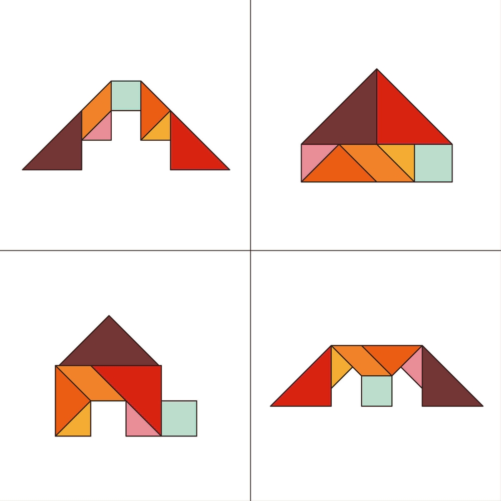 Arquitetura complexa com peças de tangram