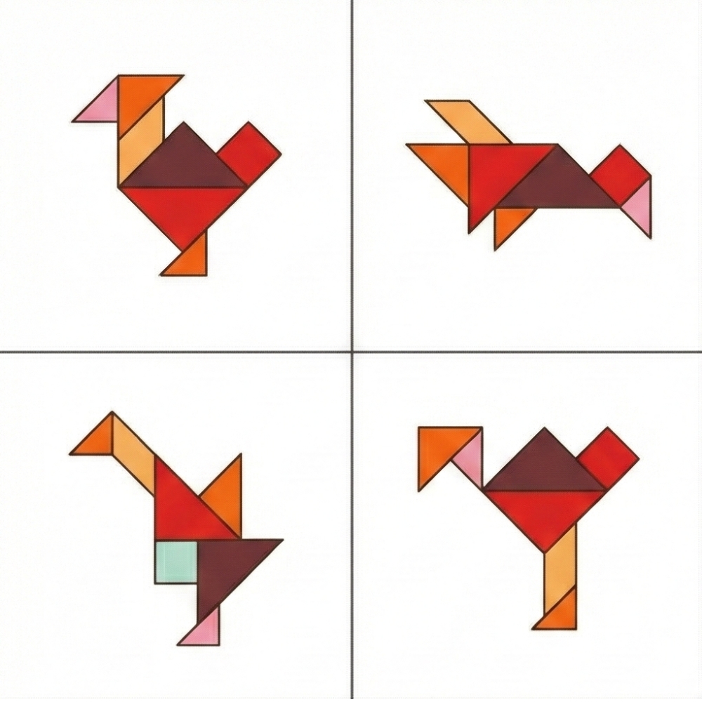 Figuras complexas de aves tangram