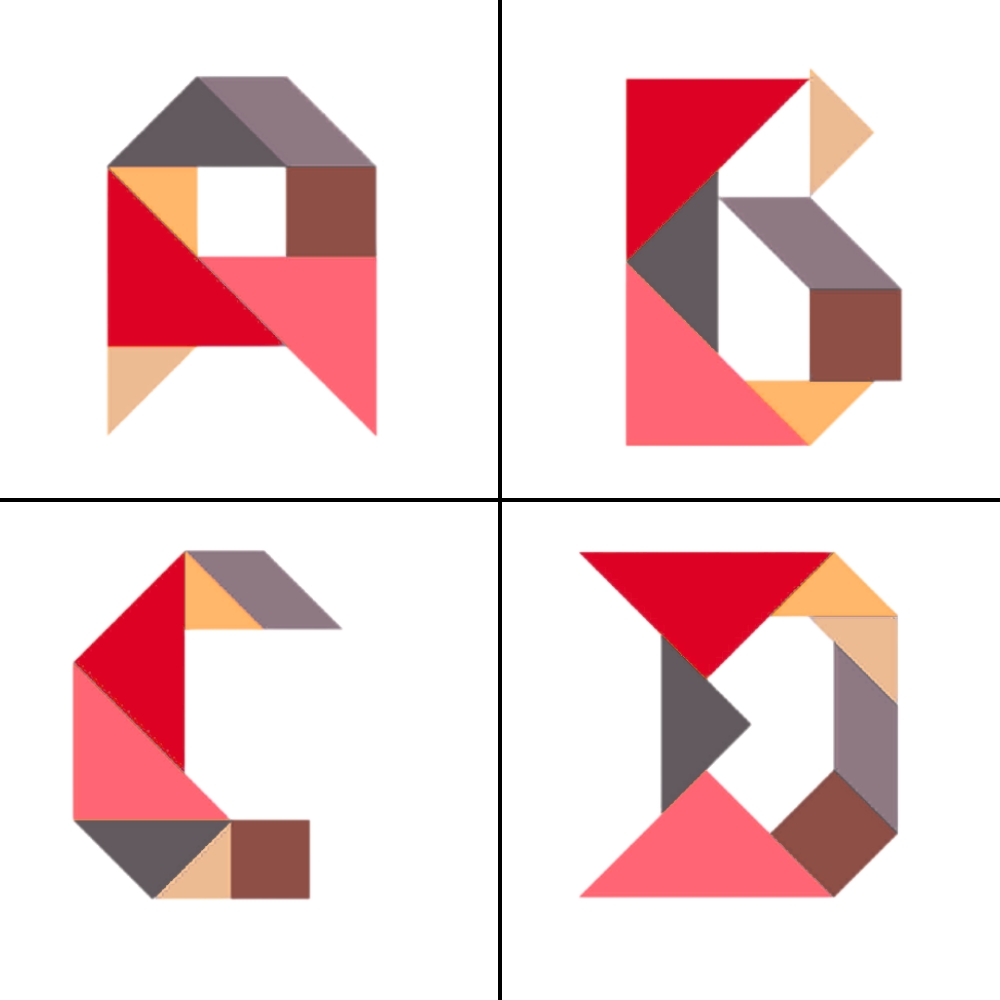 Letras tangram abecedário A B C D