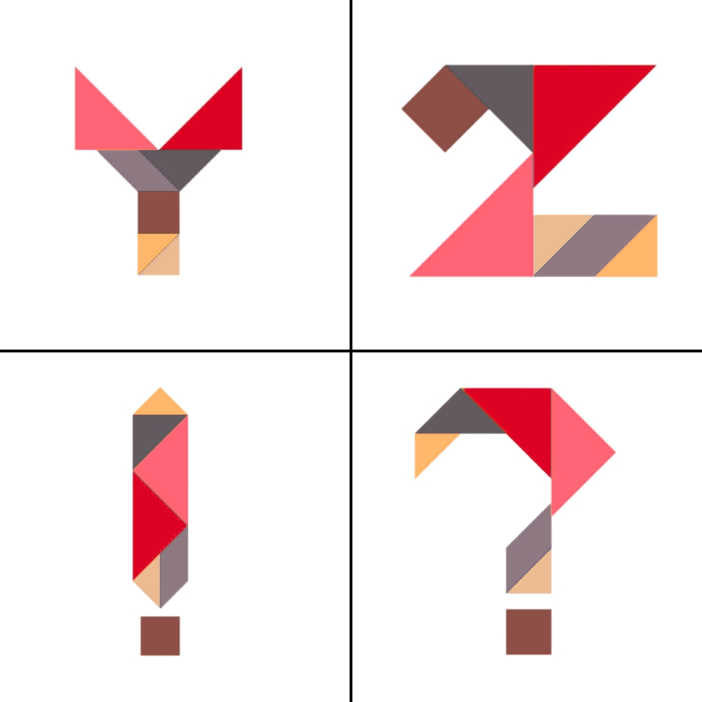 Letras tangram abecedário Y Z